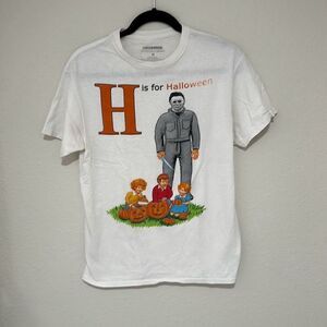 Halloween‎ Mens White Michael Myers H is for Halloween Horror Tee T-Shirt Medium